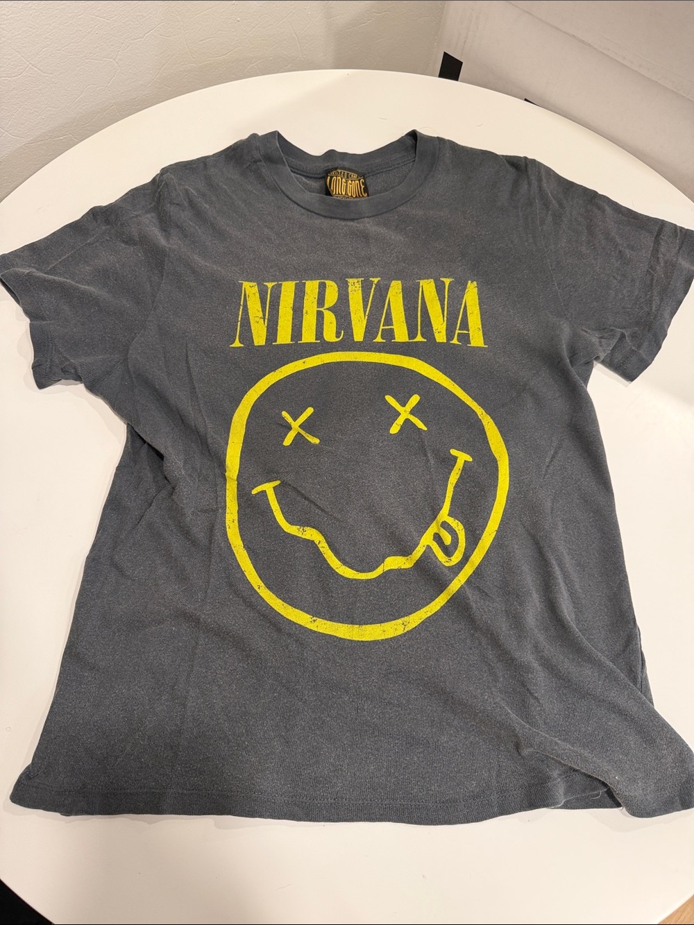 NIRVANA Womens Tee with Yellow Smiley Graphic